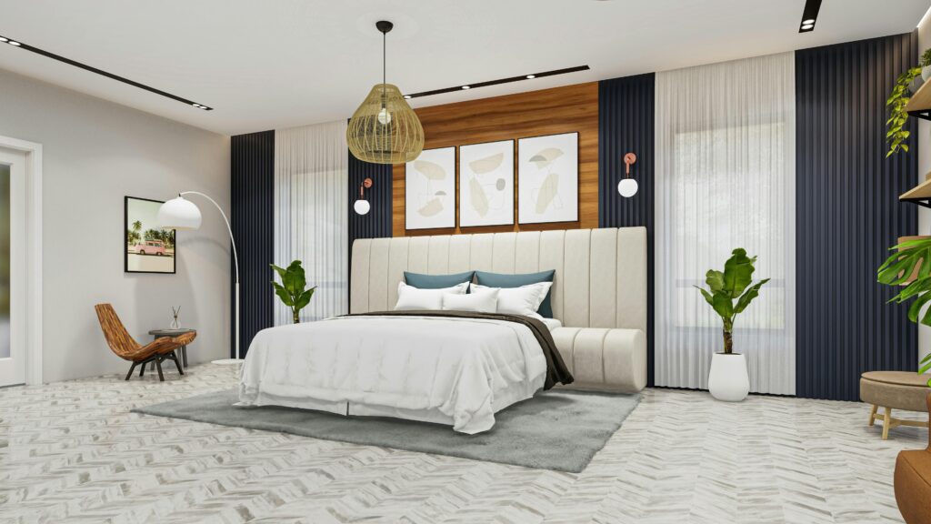 pexels-photo-28456462-28456462 Contemporary bedroom with sleek decor and natural lighting.